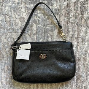 Coach Black Leather Wristlet Clutch